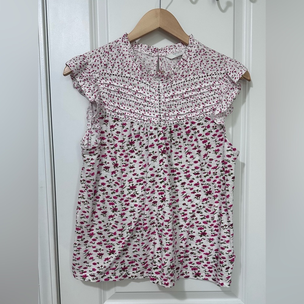 Lucky Brand Women’s Flutter Sleeve Floral Top- Size Medium